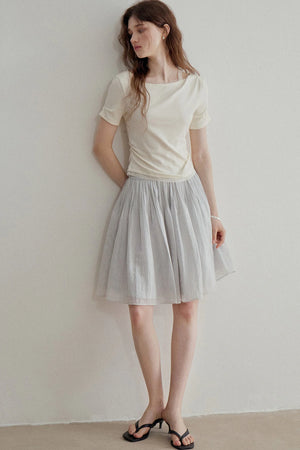 French Ruched A-Line Skirt