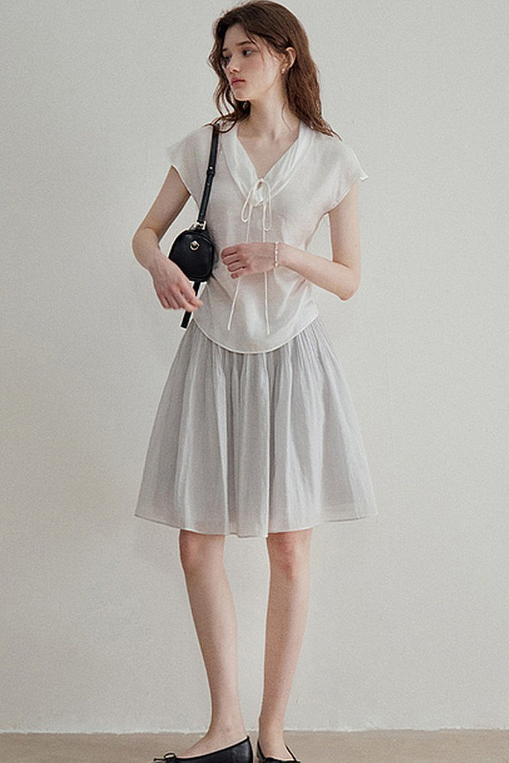 French Ruched A-Line Skirt