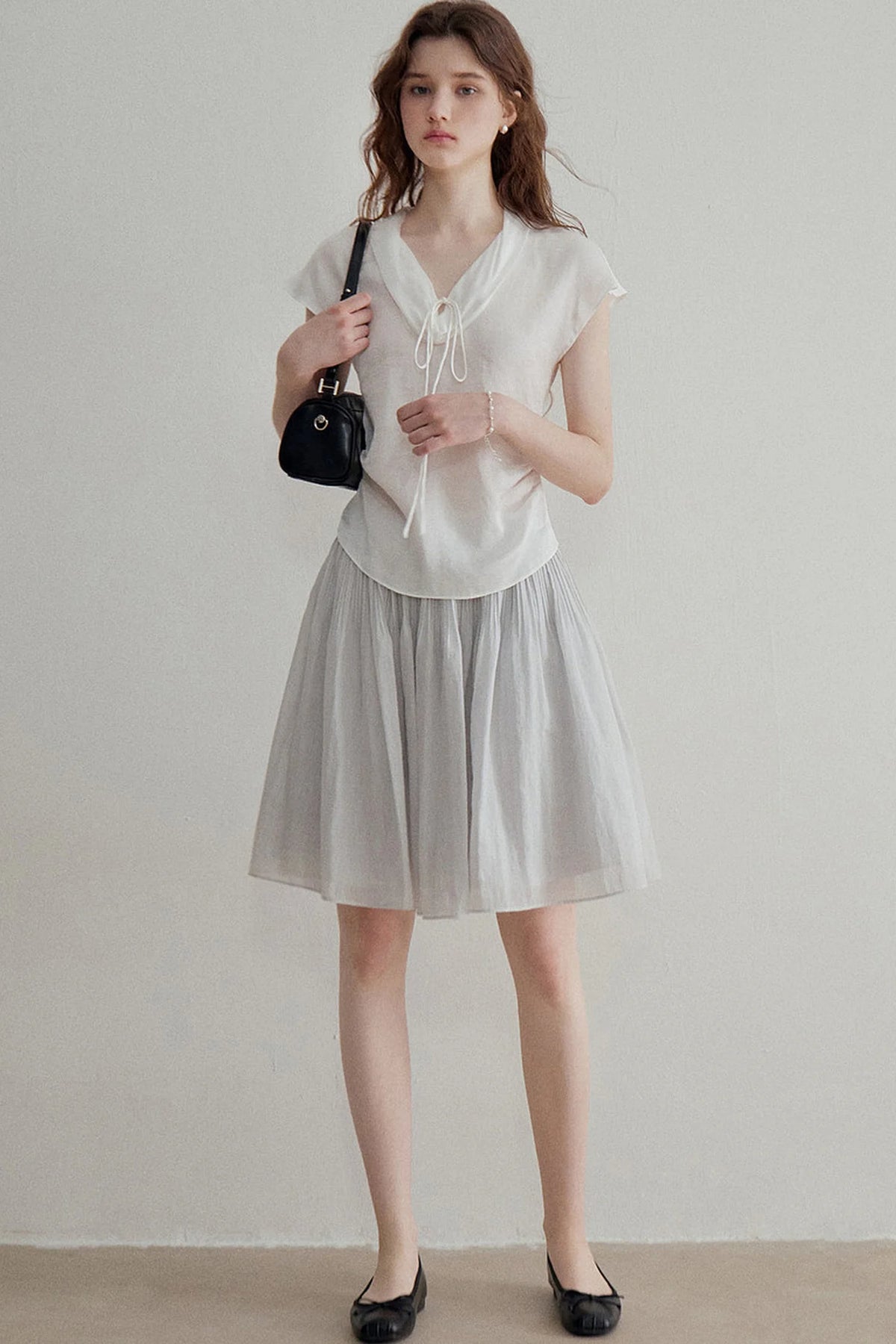 French Ruched A-Line Skirt