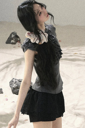 French Ruffle Puff Sleeve Top