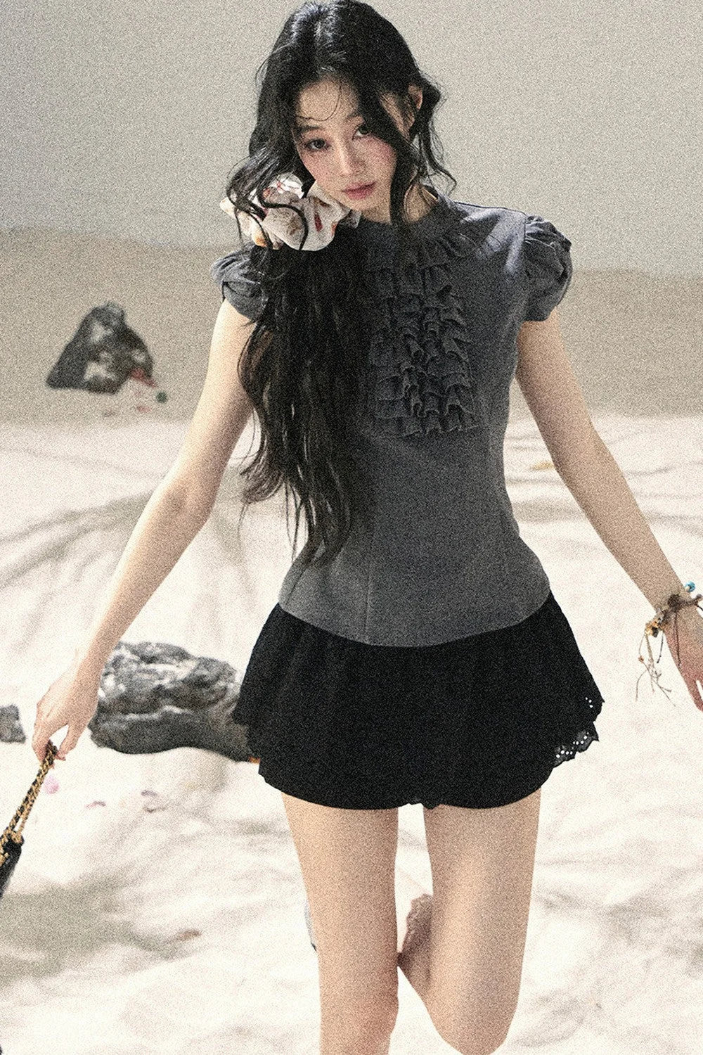 French Ruffle Puff Sleeve Top