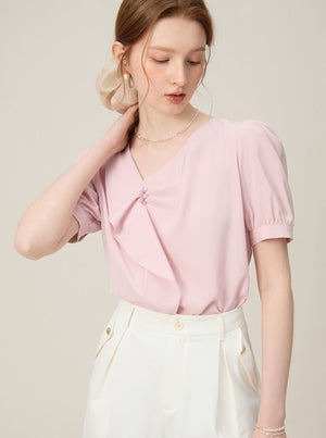 French Ruffle V-Neck Shirt