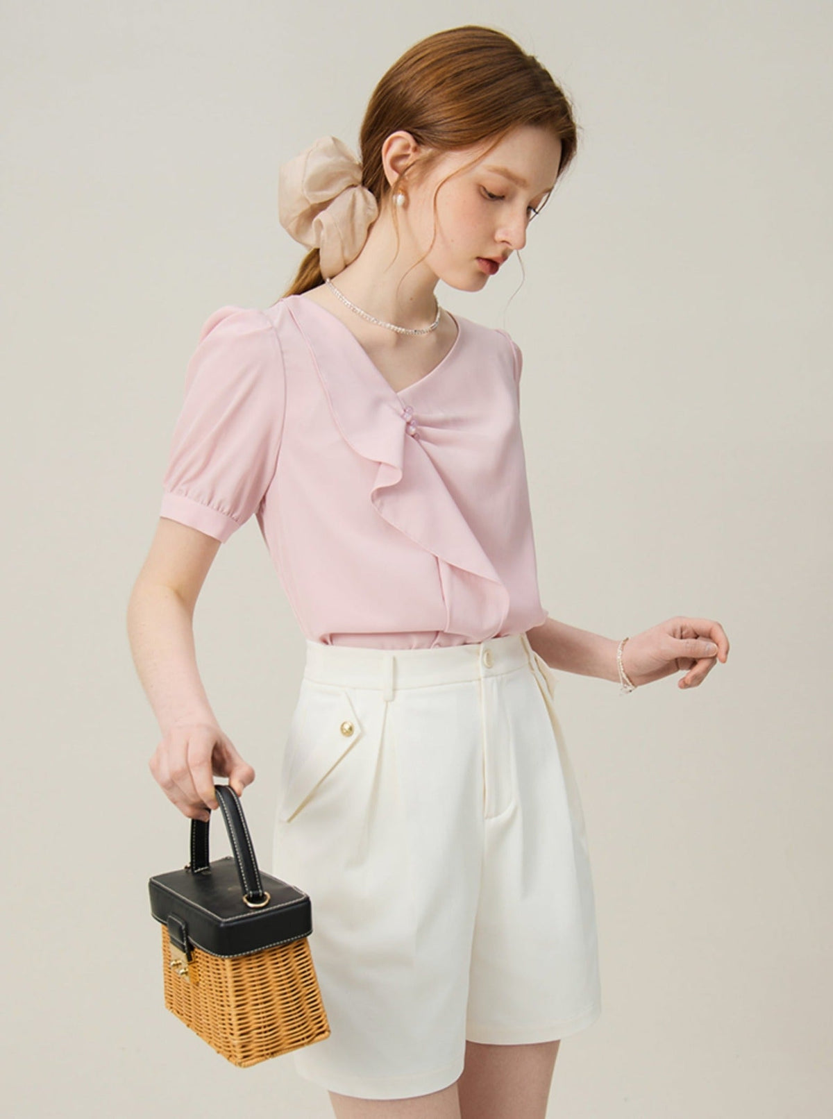 French Ruffle V-Neck Shirt
