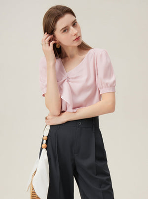 French Ruffle V-Neck Shirt