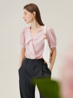 French Ruffle V-Neck Shirt
