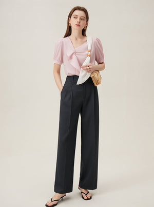 French Ruffle V-Neck Shirt
