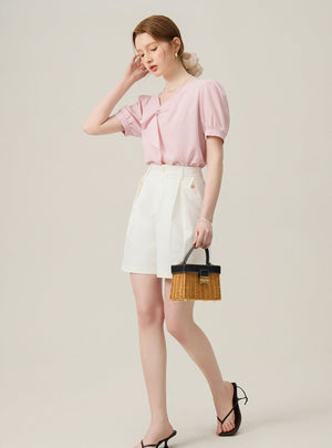 French Ruffle V-Neck Shirt