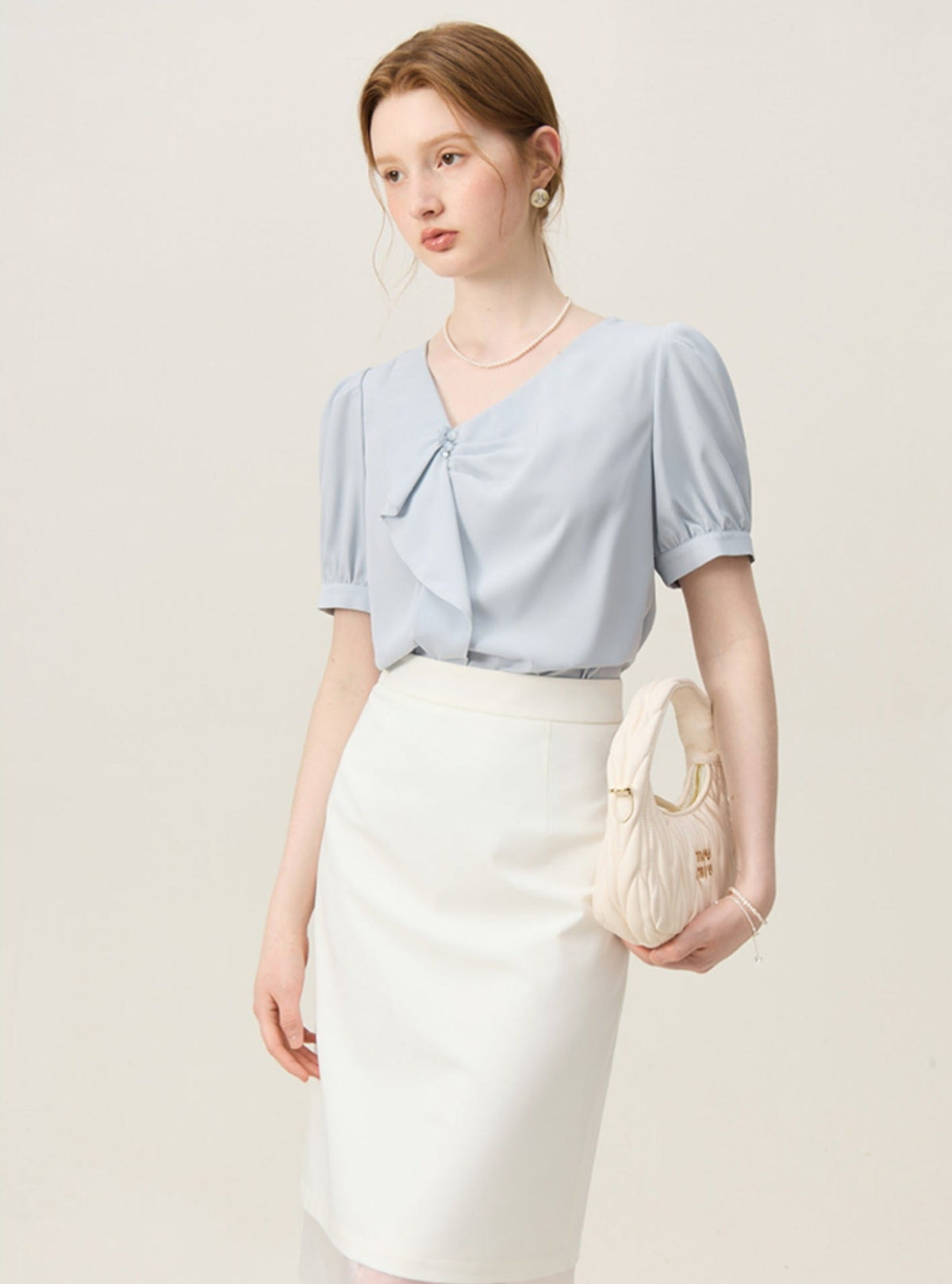 French Ruffle V-Neck Shirt