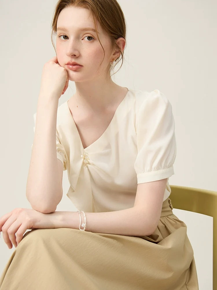 French Ruffle V-Neck Shirt