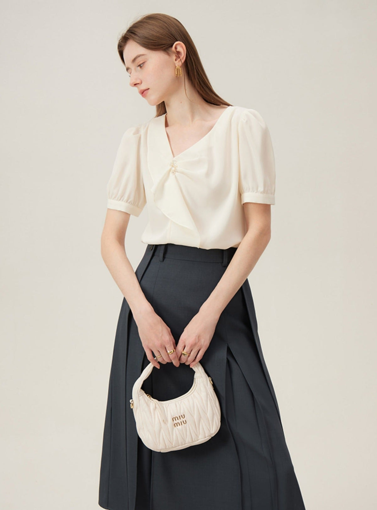 French Ruffle V-Neck Shirt