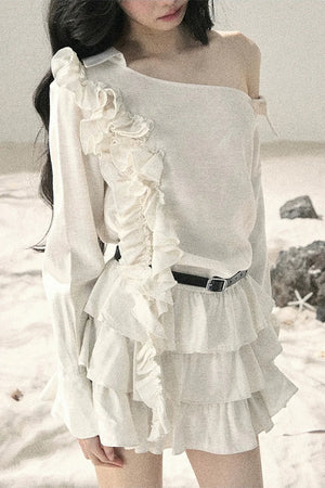 French Ruffled Off-Shoulder Dress