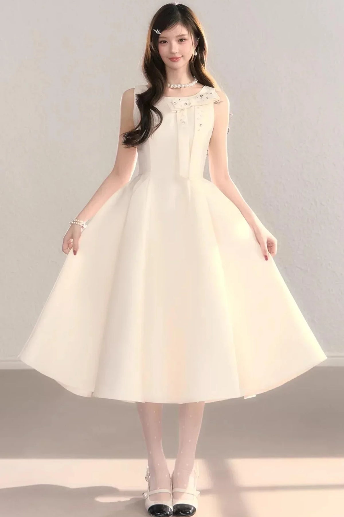 French Satin Bow Dress