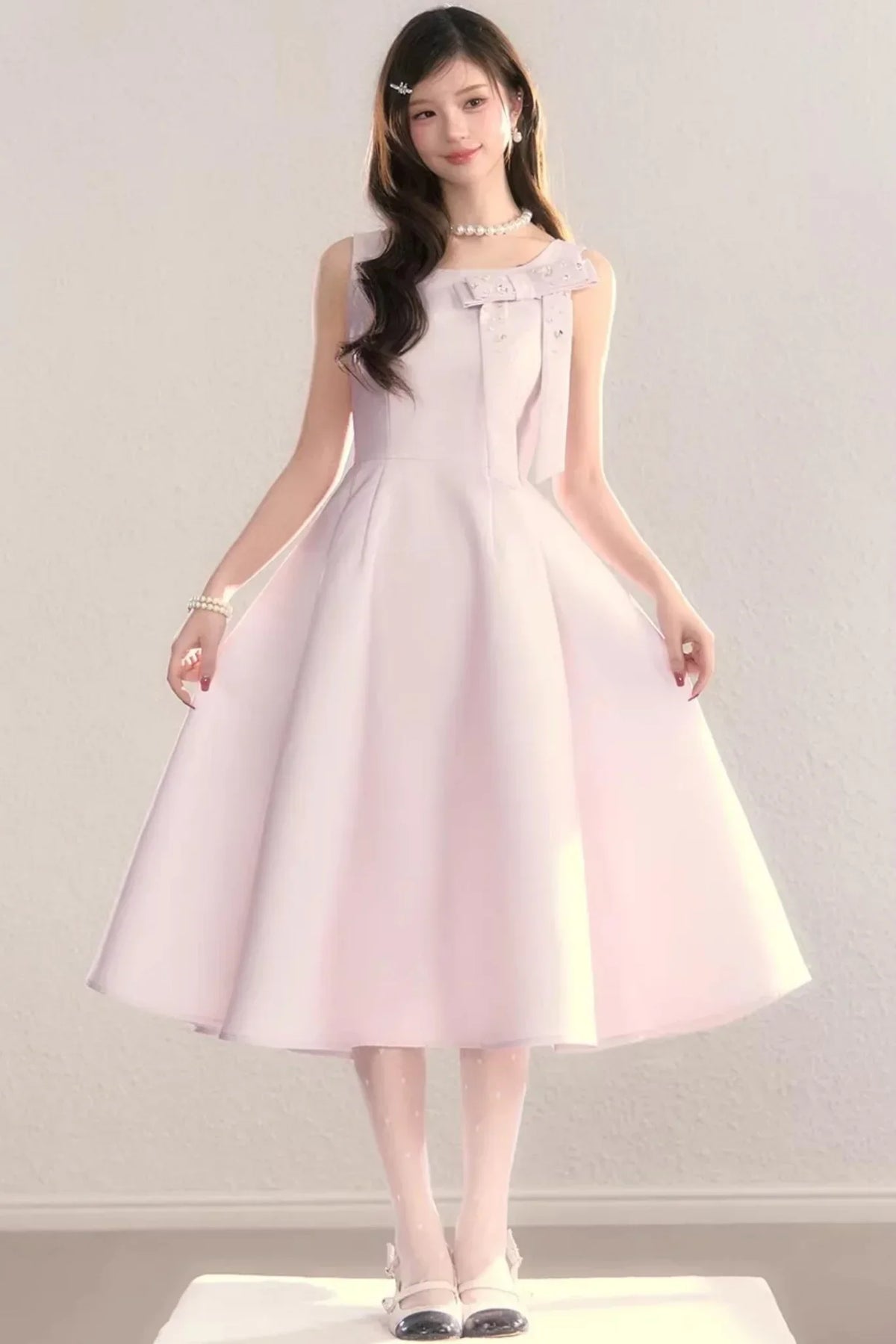 French Satin Bow Dress