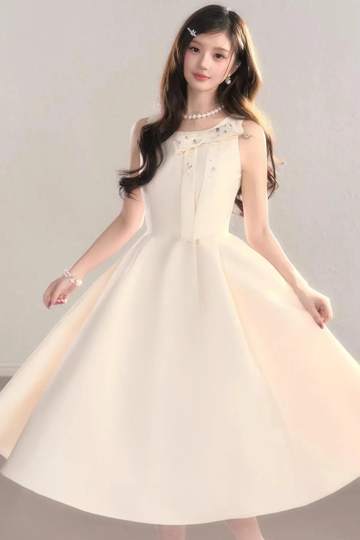 French Satin Bow Dress