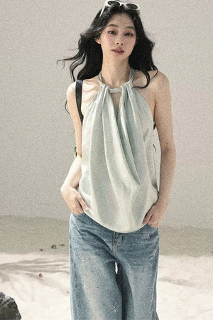 French Silk Backless Halter Top