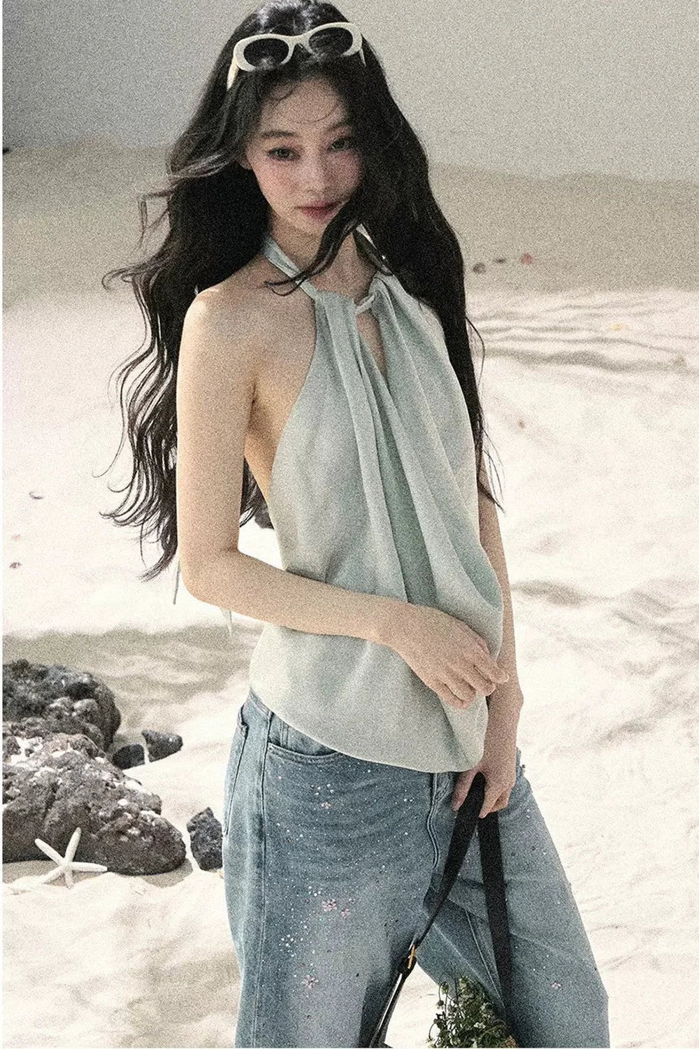 French Silk Backless Halter Top
