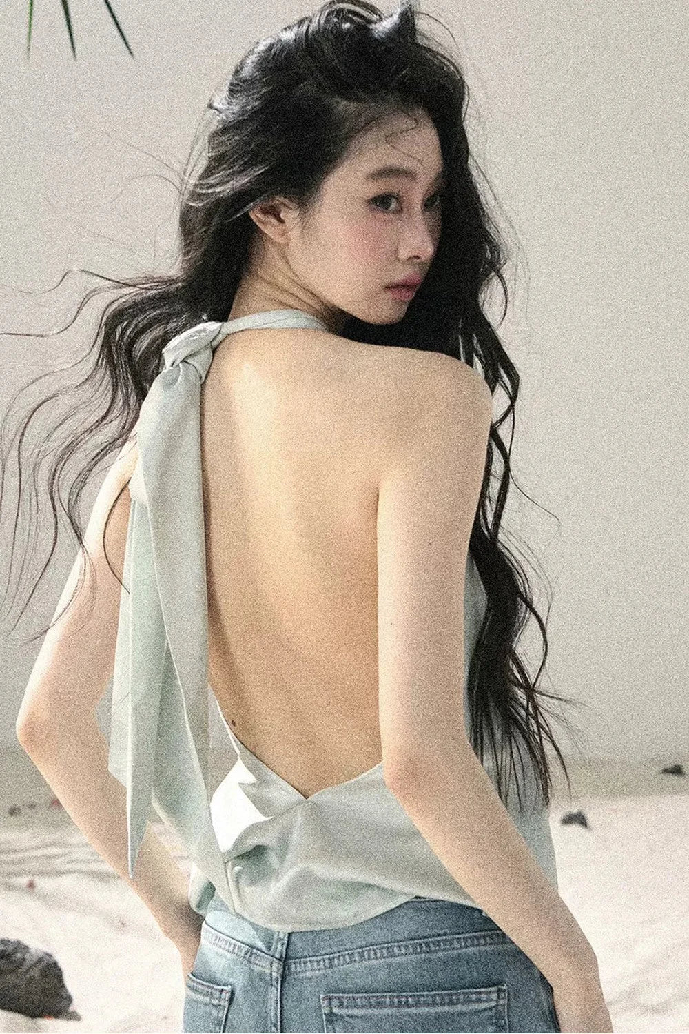 French Silk Backless Halter Top