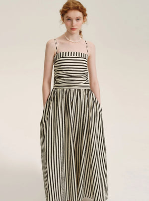 French Stitched Striped Slip Dress