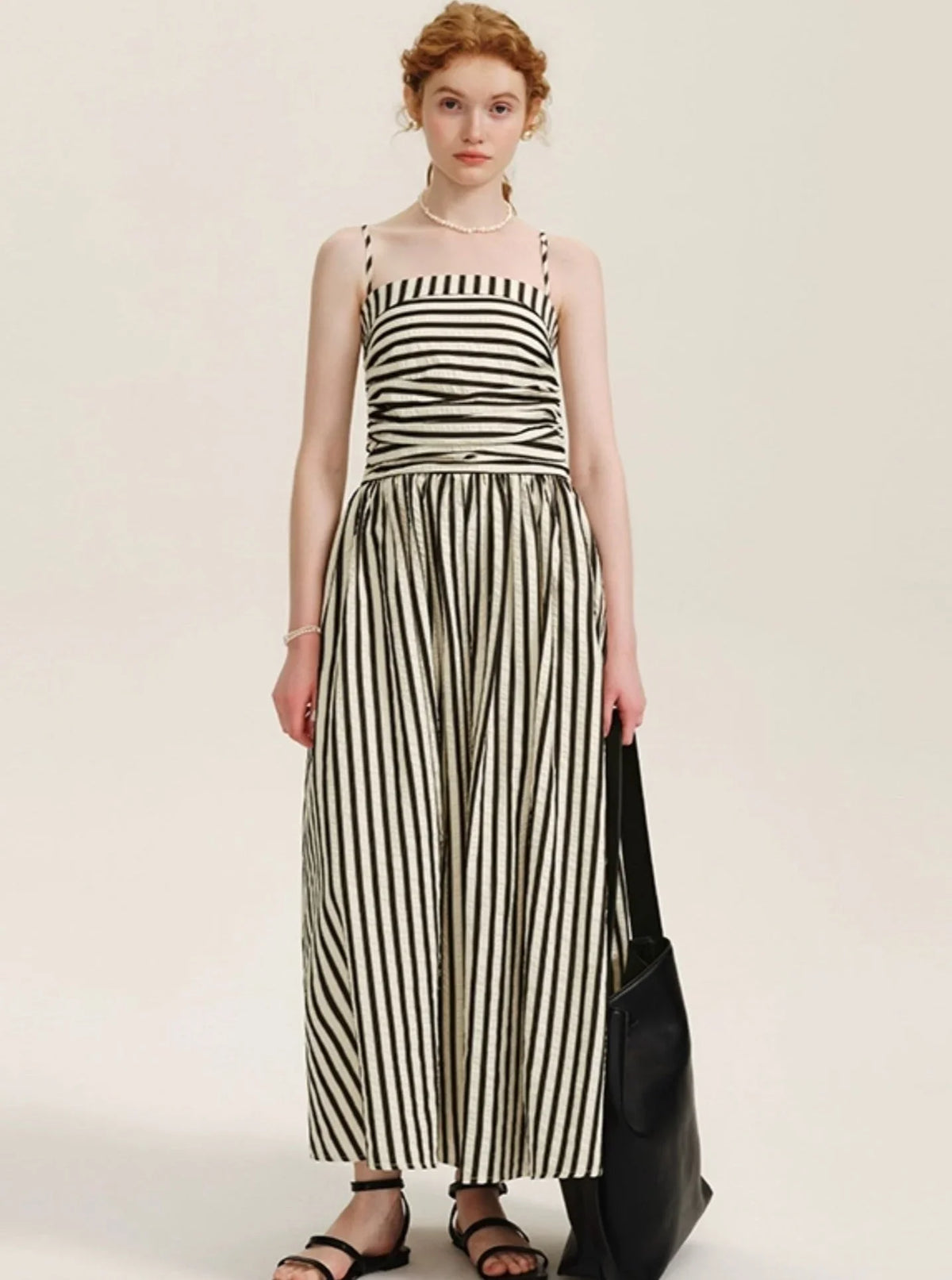 French Stitched Striped Slip Dress