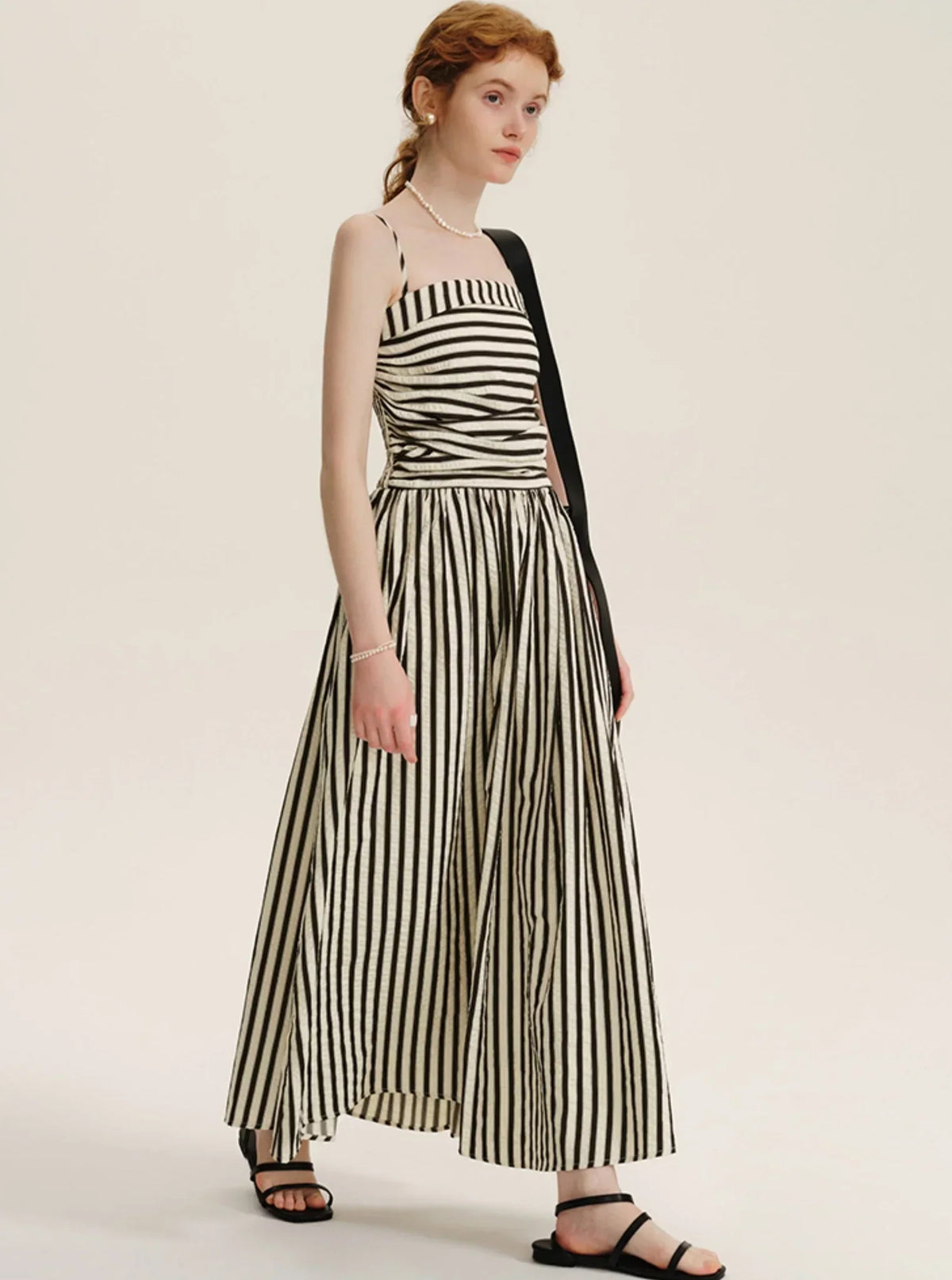 French Stitched Striped Slip Dress