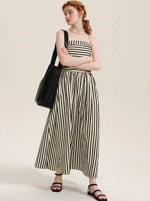 French Stitched Striped Slip Dress