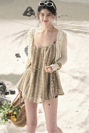 French Striped Embroidered Camisole