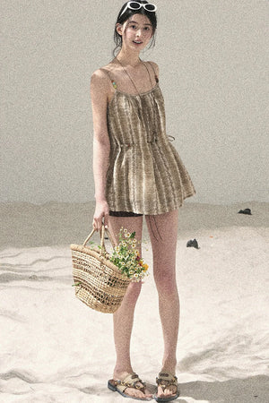 French Striped Embroidered Camisole