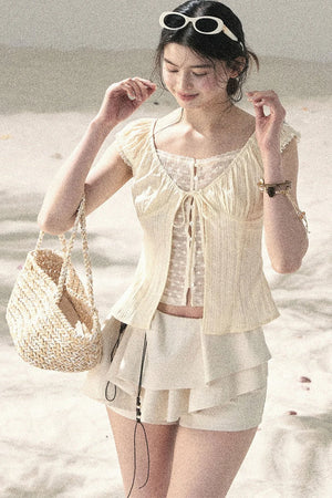 French Style Lace Hollow-Out Blouse