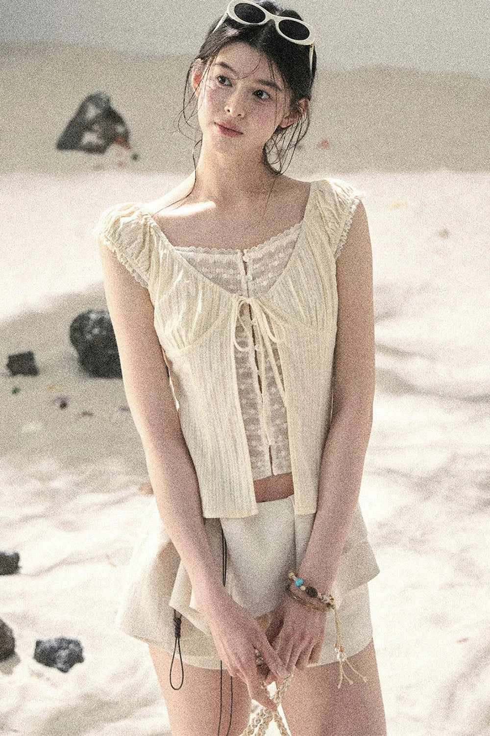 French Style Lace Hollow-Out Blouse
