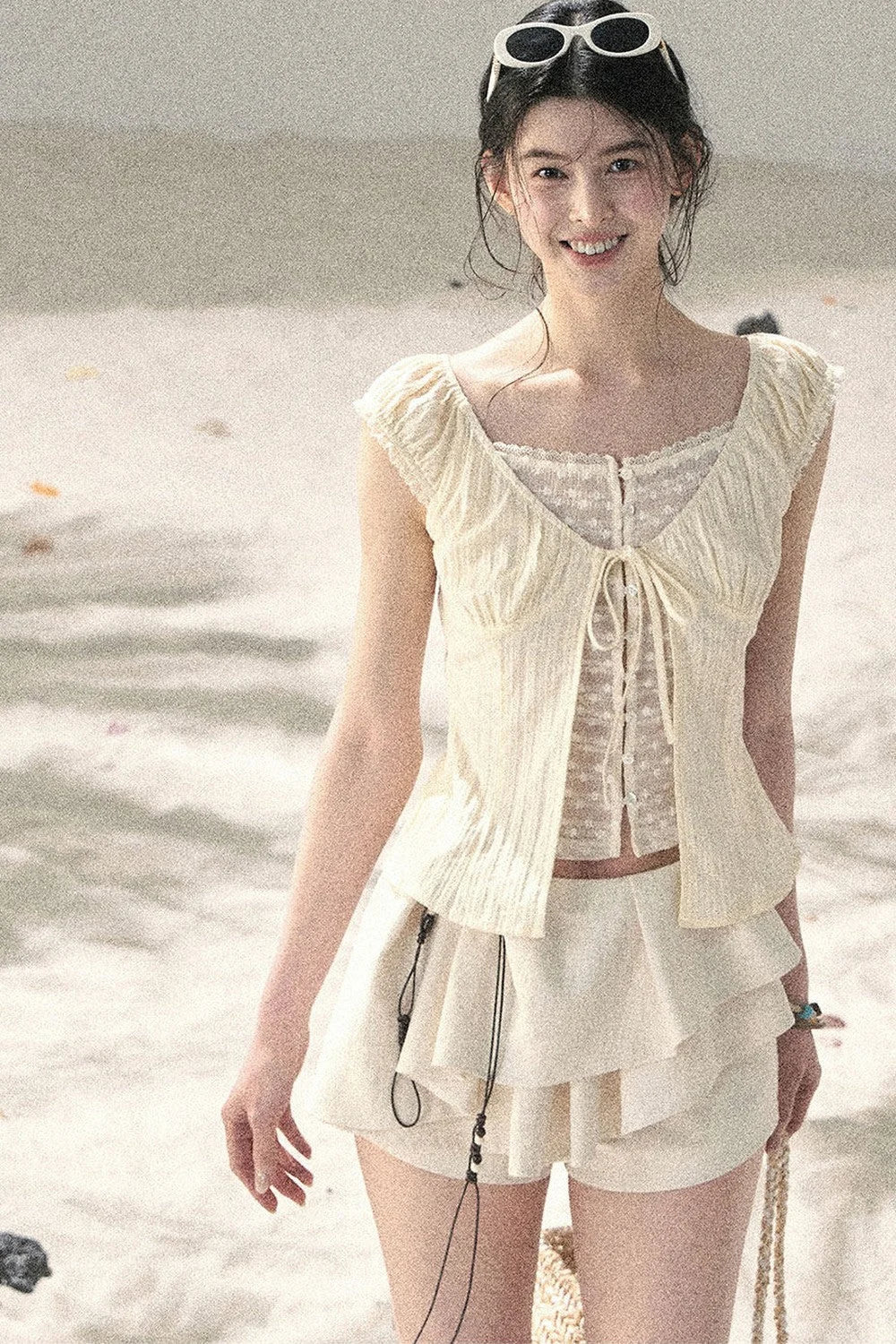 French Style Lace Hollow-Out Blouse