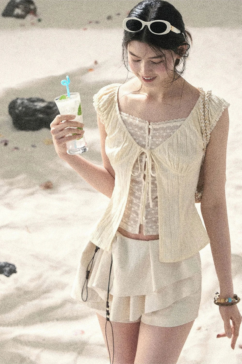 French Style Lace Hollow-Out Blouse