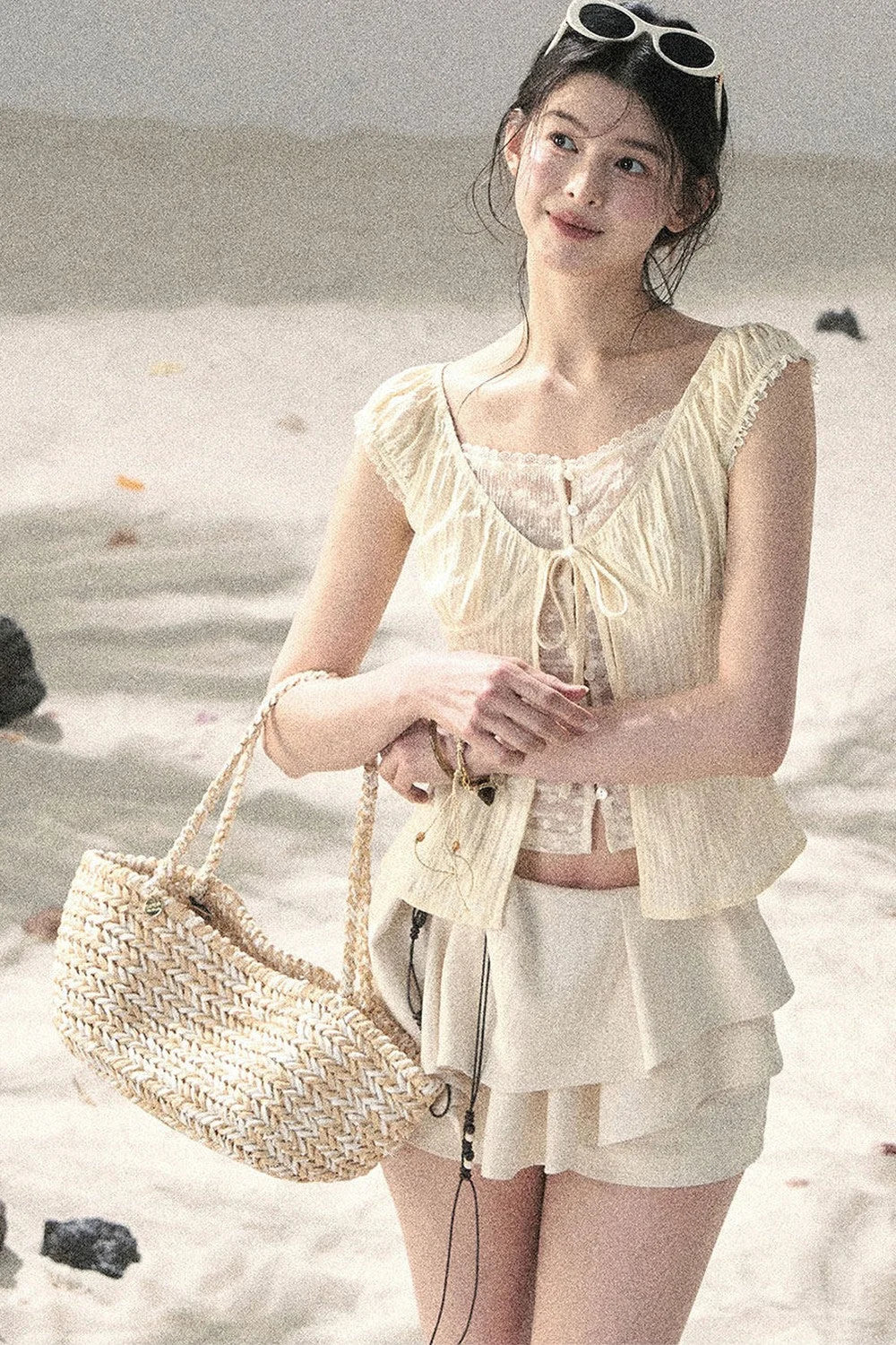 French Style Lace Hollow-Out Blouse