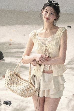 French Style Lace Hollow-Out Blouse
