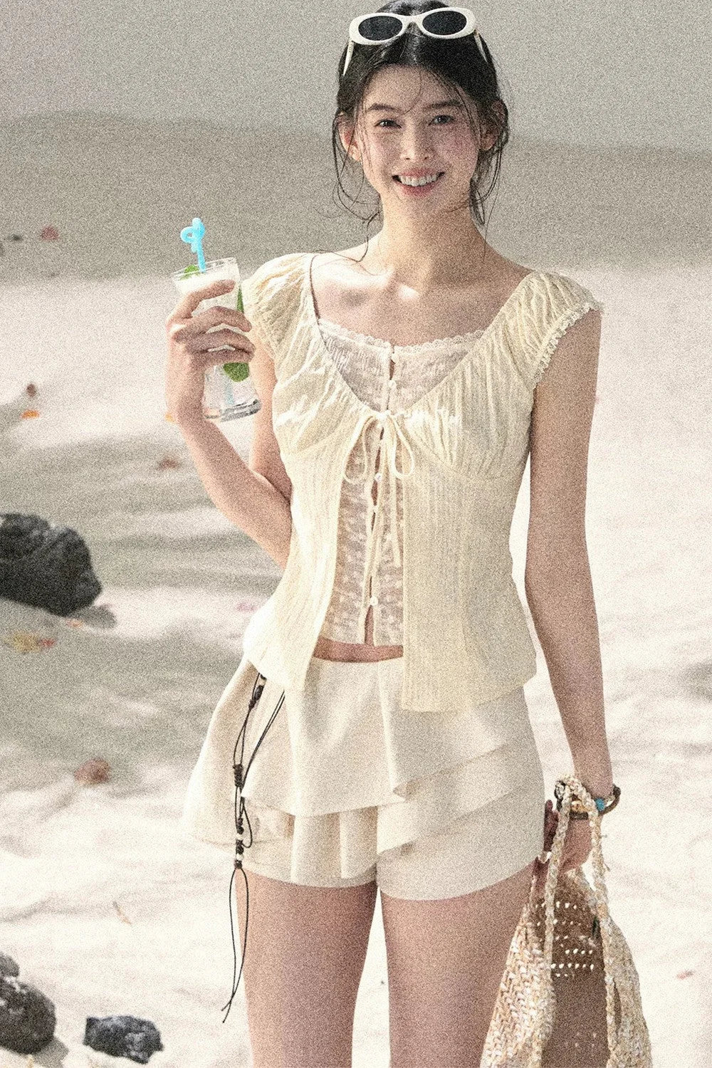 French Style Lace Hollow-Out Blouse