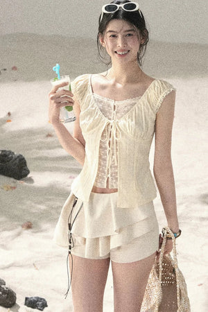 French Style Lace Hollow-Out Blouse