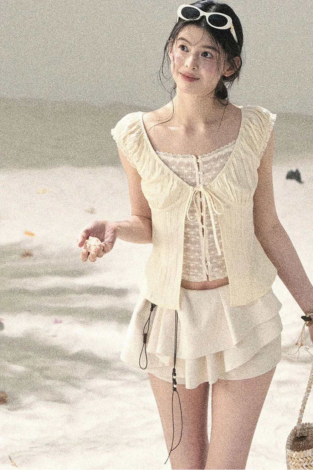 French Style Lace Hollow-Out Blouse