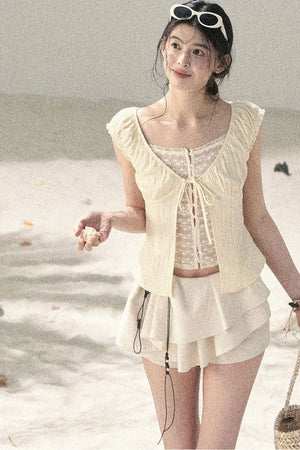 French Style Lace Hollow-Out Blouse