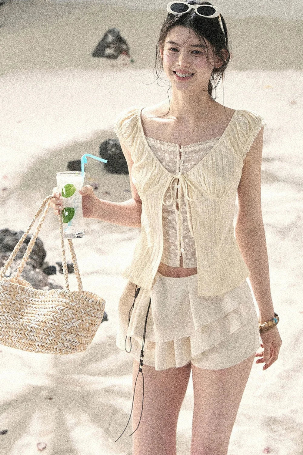 French Style Lace Hollow-Out Blouse
