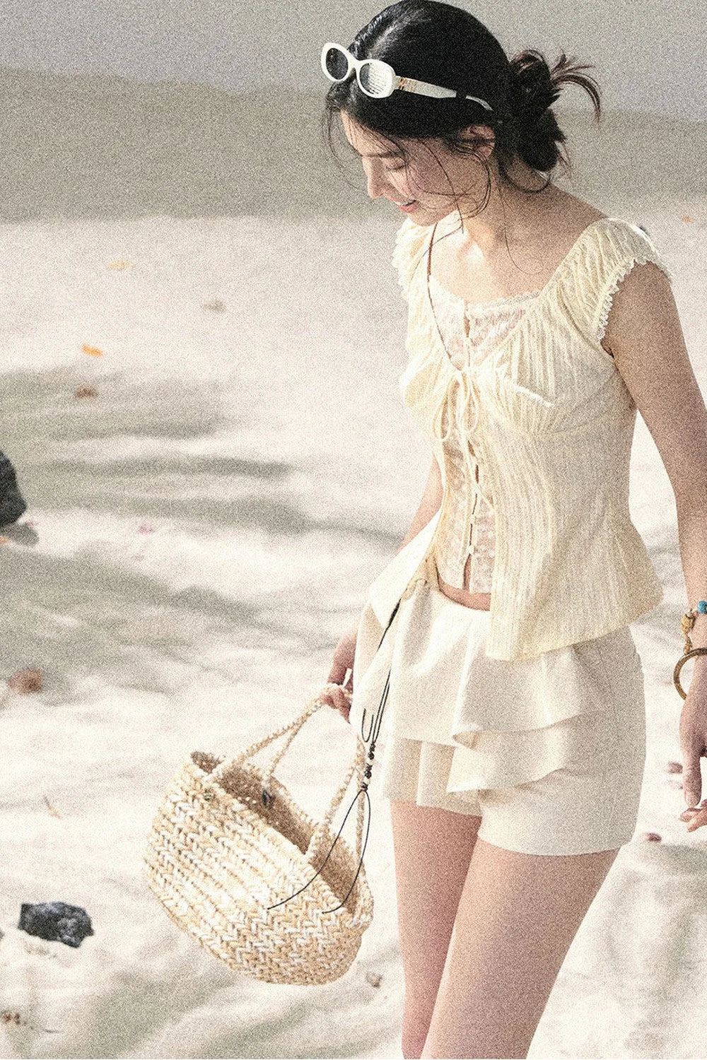 French Style Lace Hollow-Out Blouse