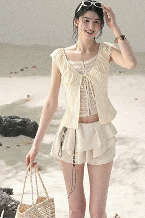 French Style Lace Hollow-Out Blouse