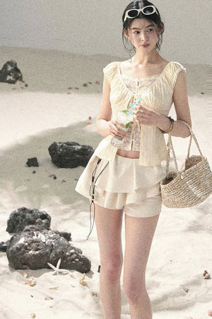 French Style Lace Hollow-Out Blouse
