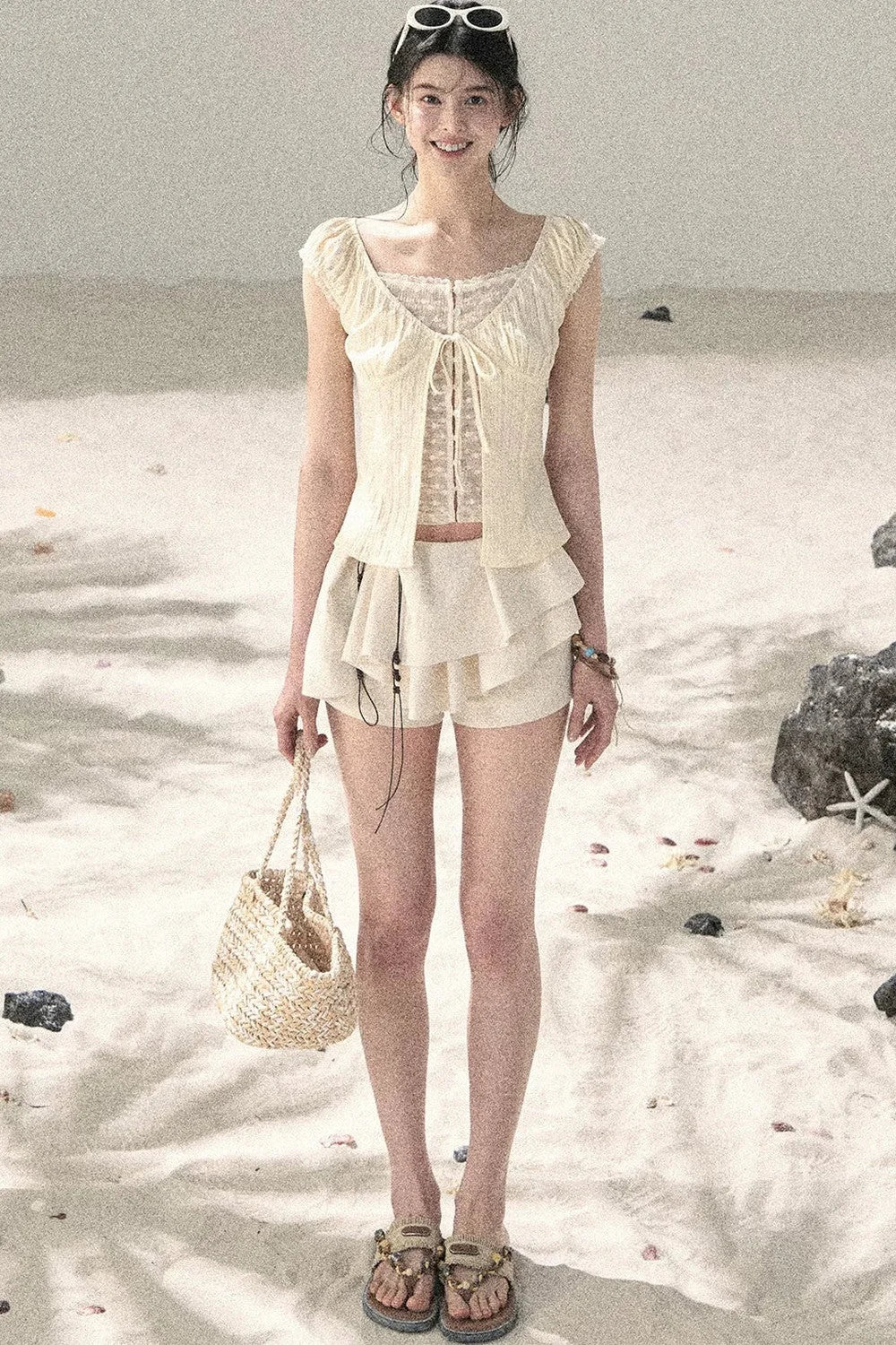 French Style Lace Hollow-Out Blouse