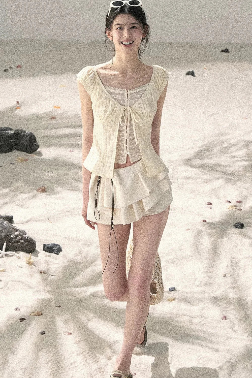 French Style Lace Hollow-Out Blouse