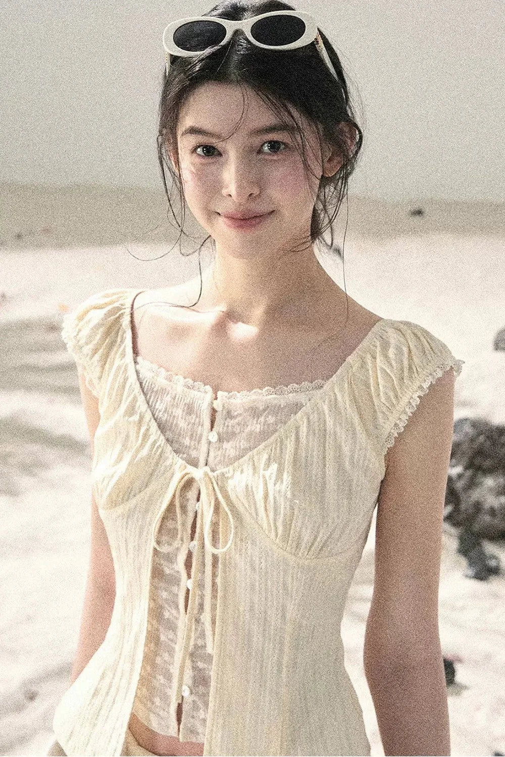 French Style Lace Hollow-Out Blouse