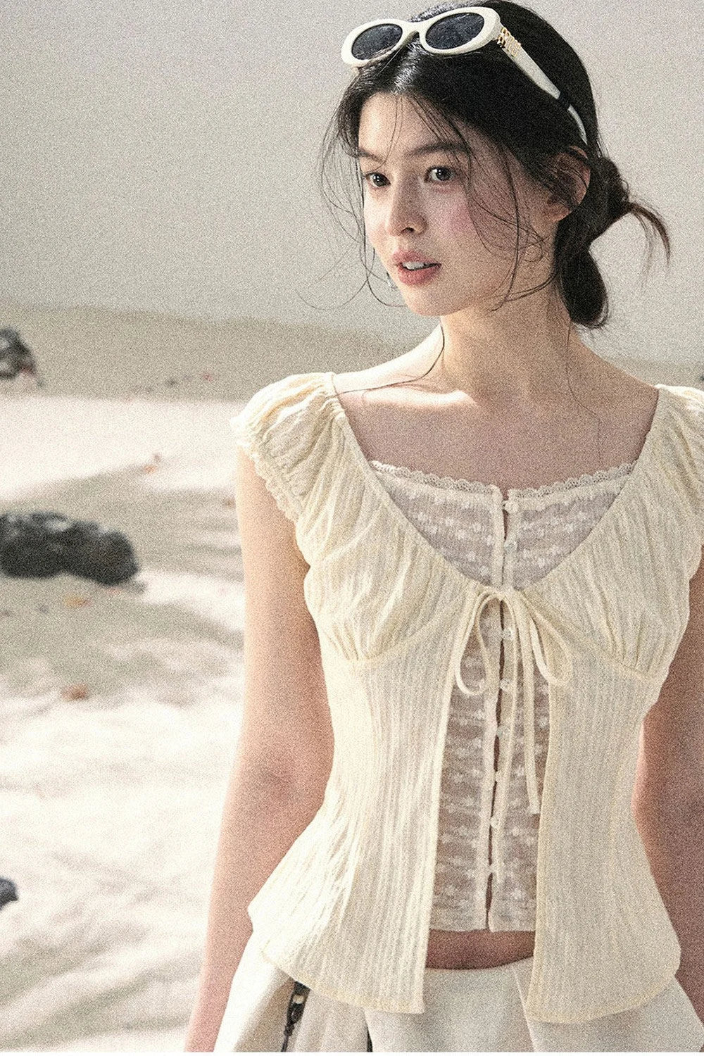French Style Lace Hollow-Out Blouse