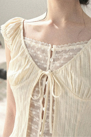 French Style Lace Hollow-Out Blouse