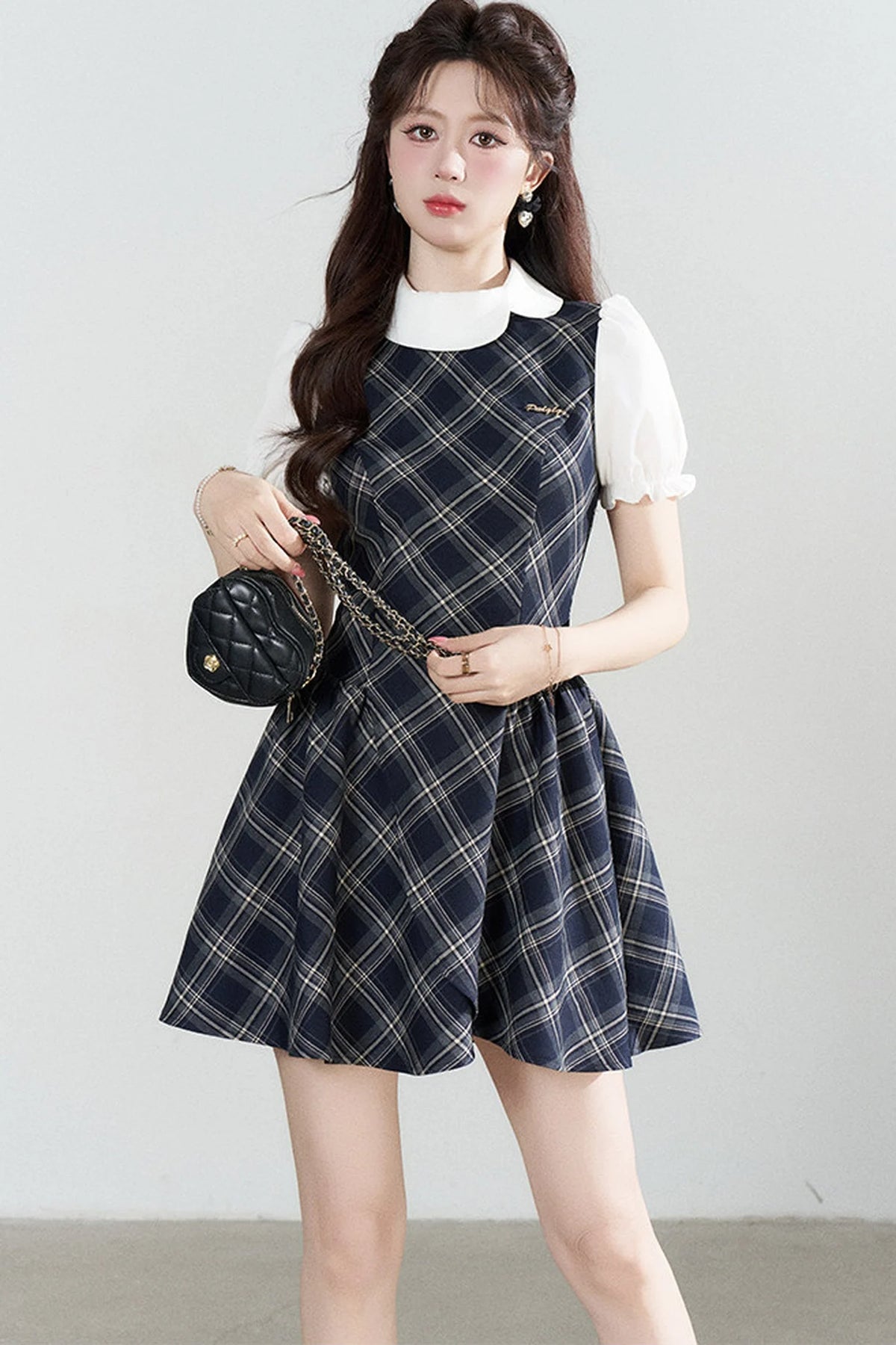 French Style Pleated Belt Dress