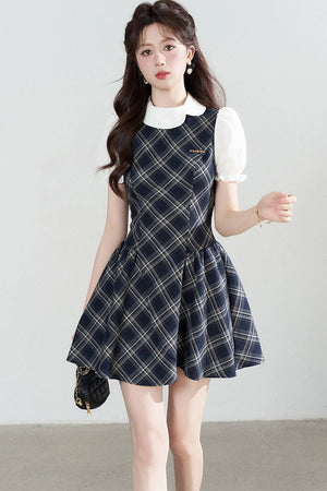 French Style Pleated Belt Dress