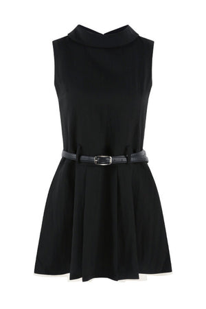 French Style Pleated Belt Dress