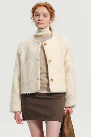 French Style Wool Tweed Crop Jacket
